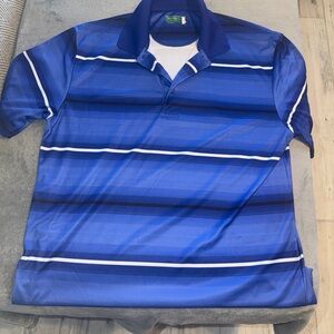 Hogan Men's Blue and White Striped Polo Shirt